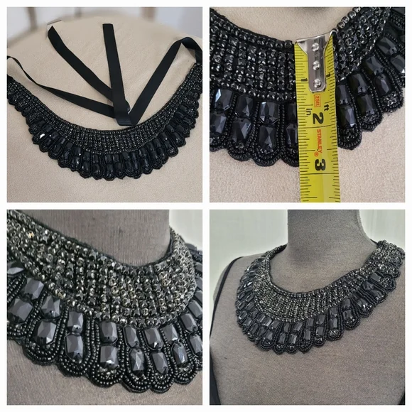 Black Beaded Collar Necklace - Picture 4 of 8